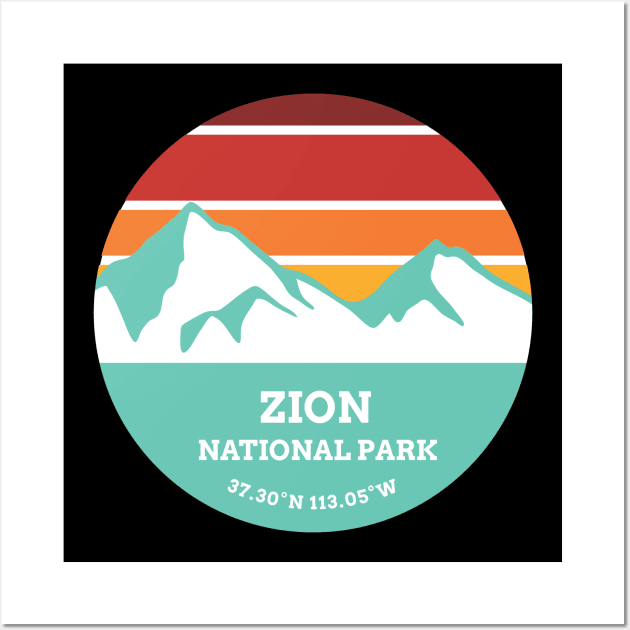 Zion National Park Retro Mountain Wall Art by roamfree